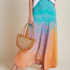 Blank London Ombre Tie-Dye Maxi Skirt – Teal/Peach/Purple – Size Medium